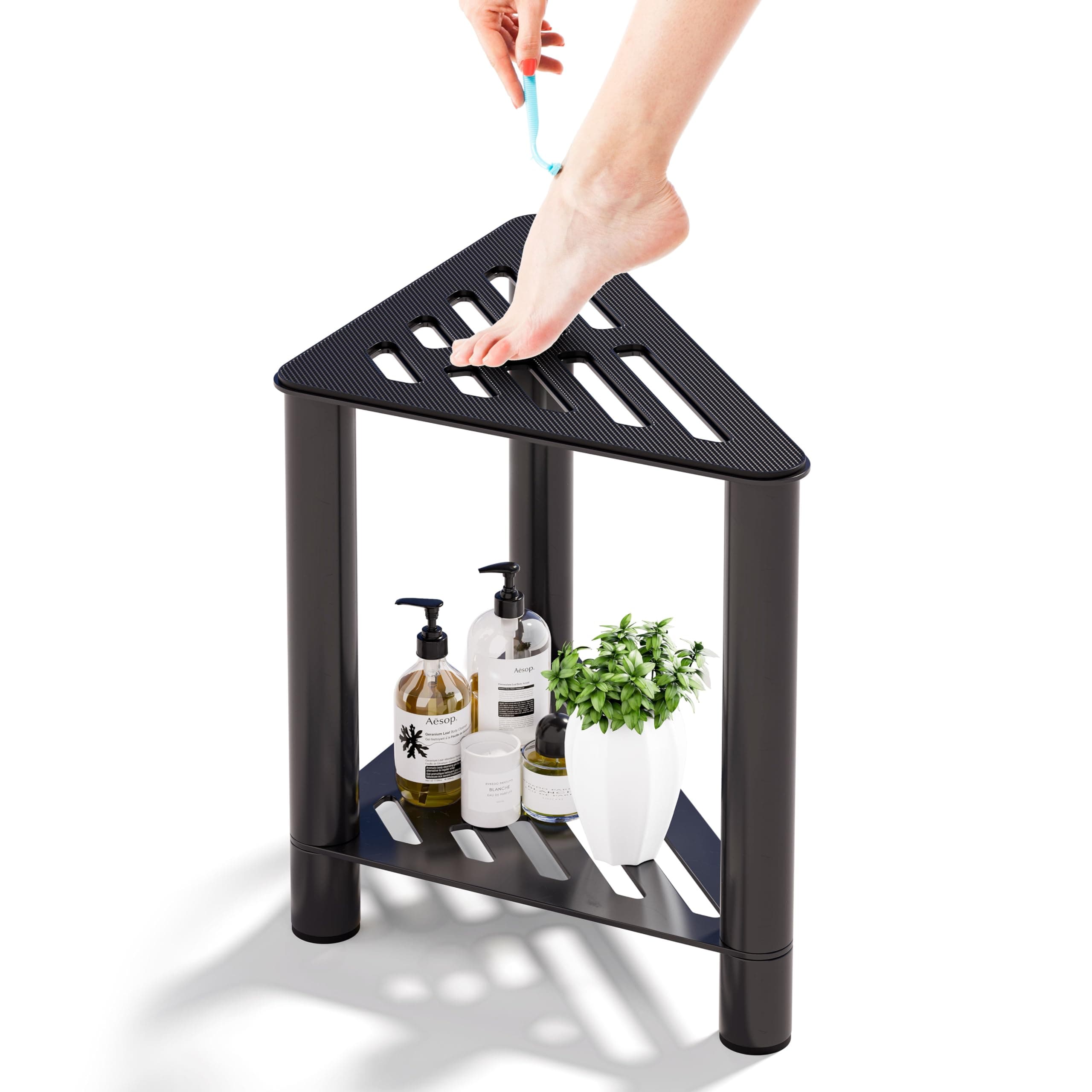 Shower Stool for Shaving Legs and Bench for Small Spaces-Black