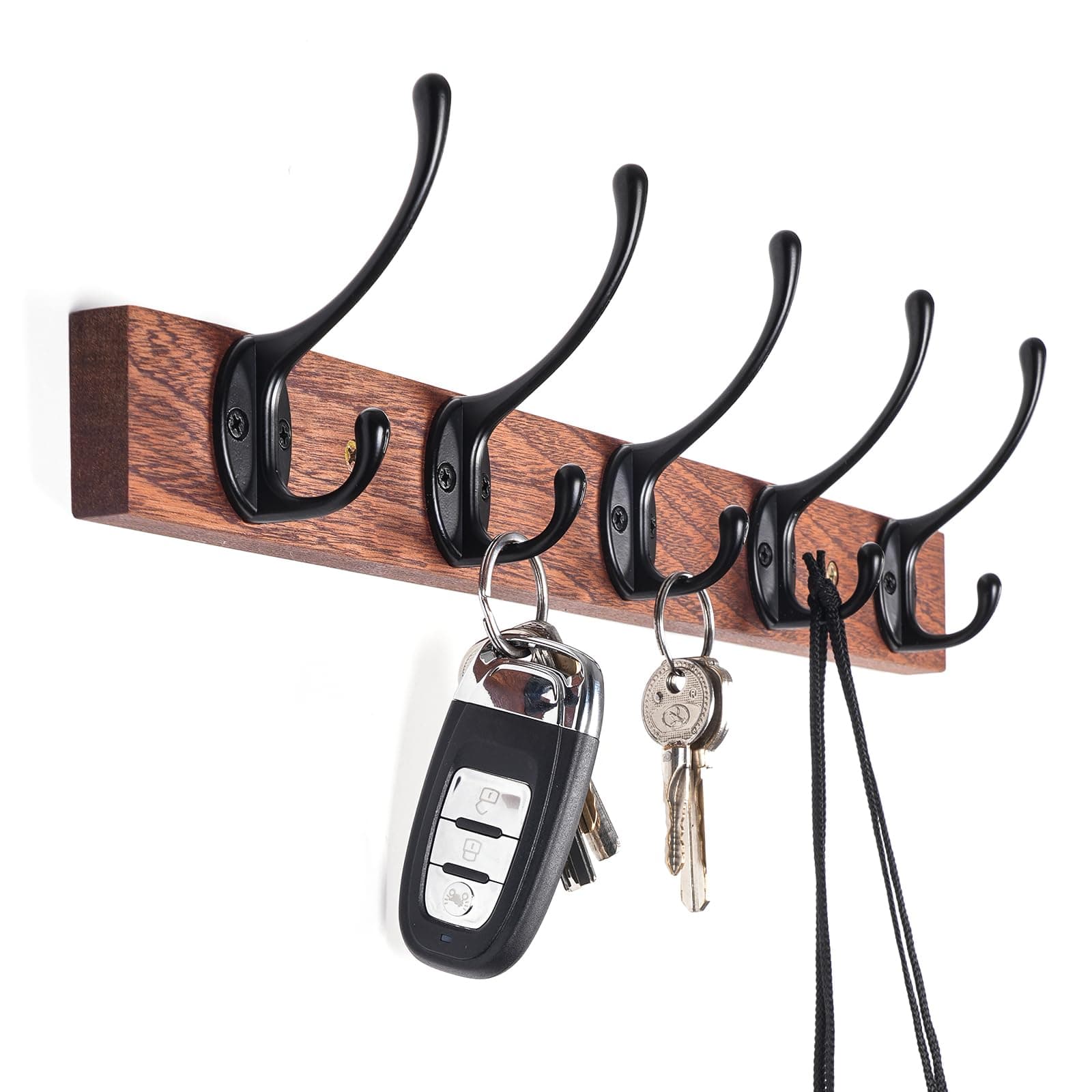 Rustic Large Wooden Wall Mount Coat Rack with 10 Hooks, Kruodop