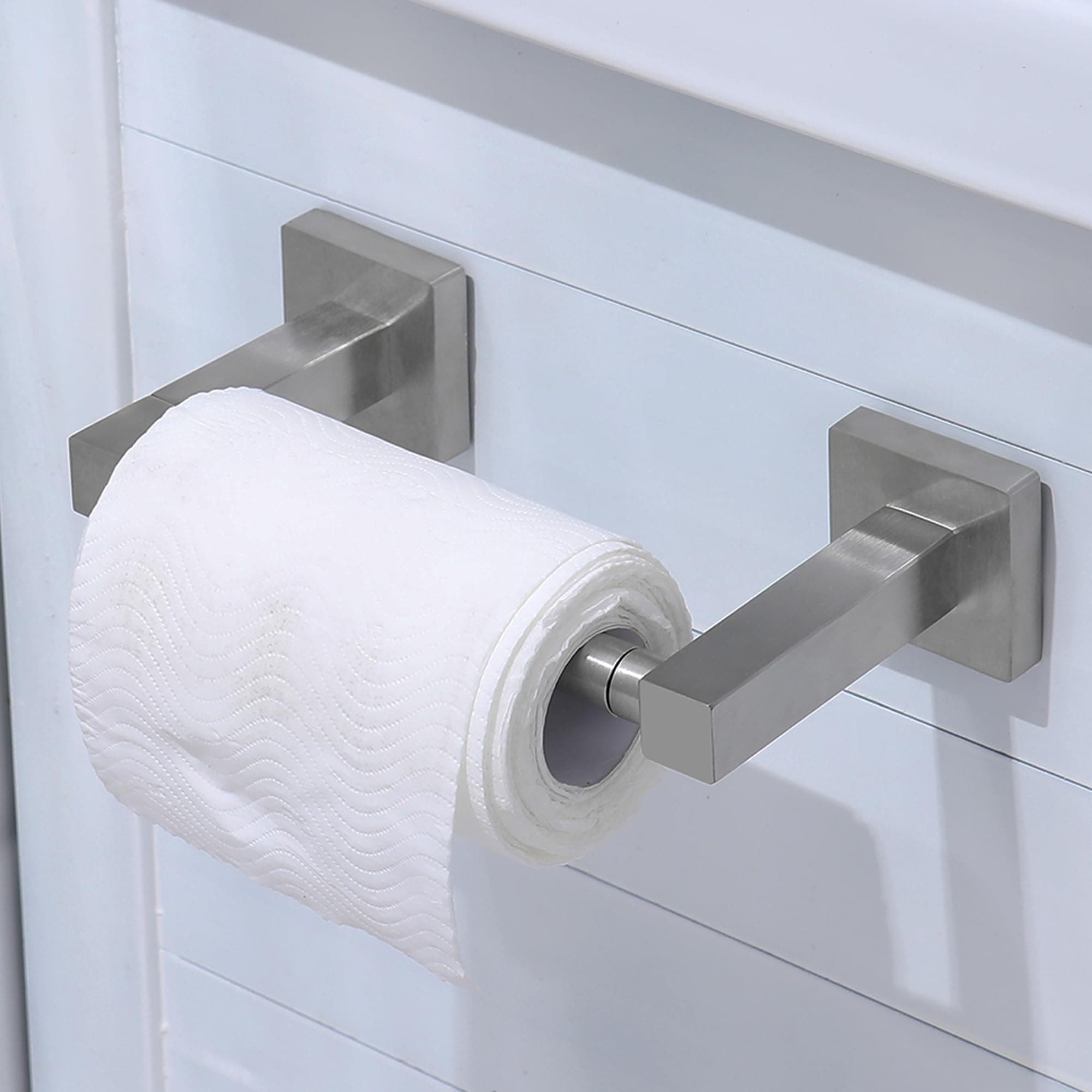 Brushed Nickel Double Post Pivoting Toilet Paper Holder Hangers Stainless Steel Wall Mount Stand
