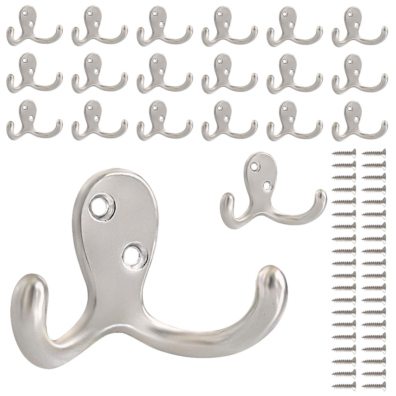 20 Pack Heavy Duty Silver Coat Hooks for Wall Hanging