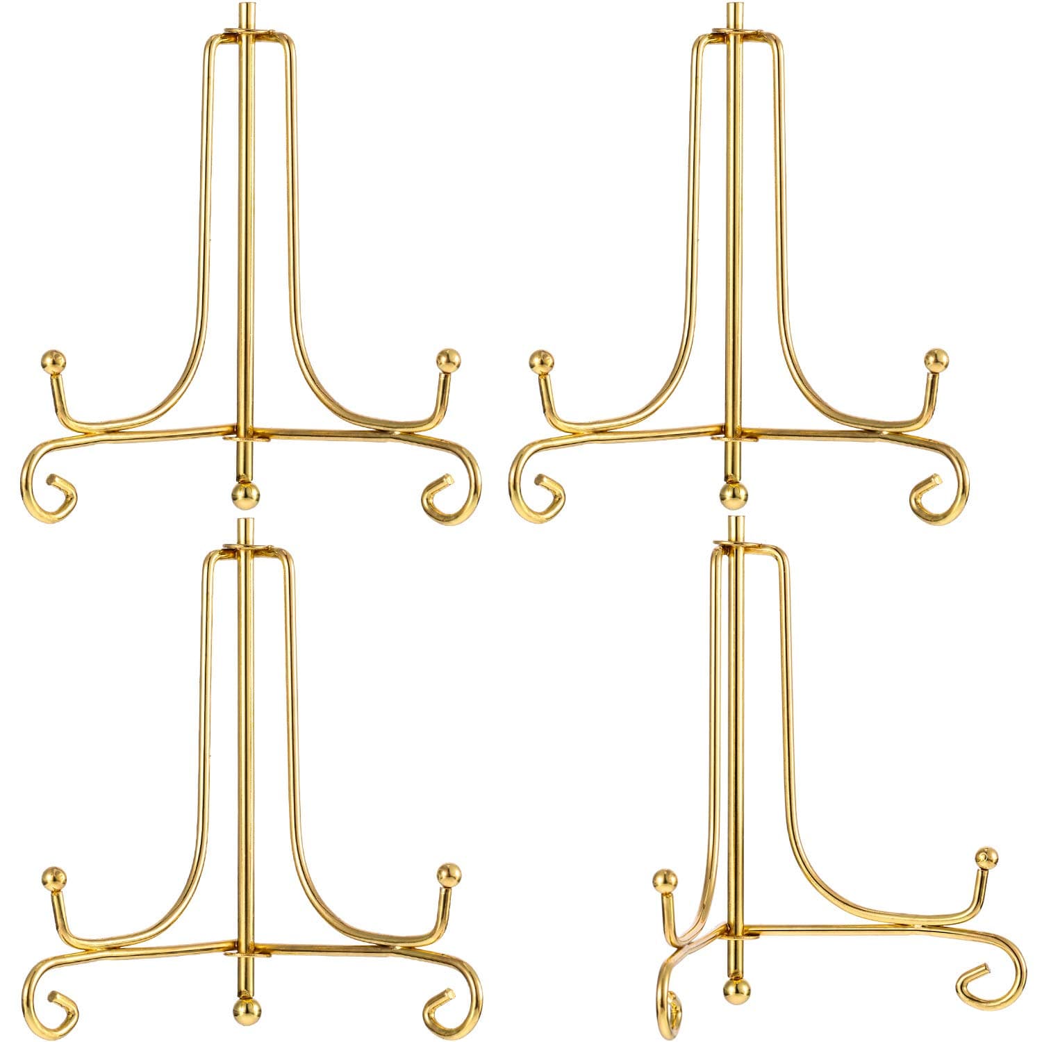 Tatuo 4-Pack Gold Mini Display Stands, 4-Inch Iron Easel for Home & Wedding Decor
