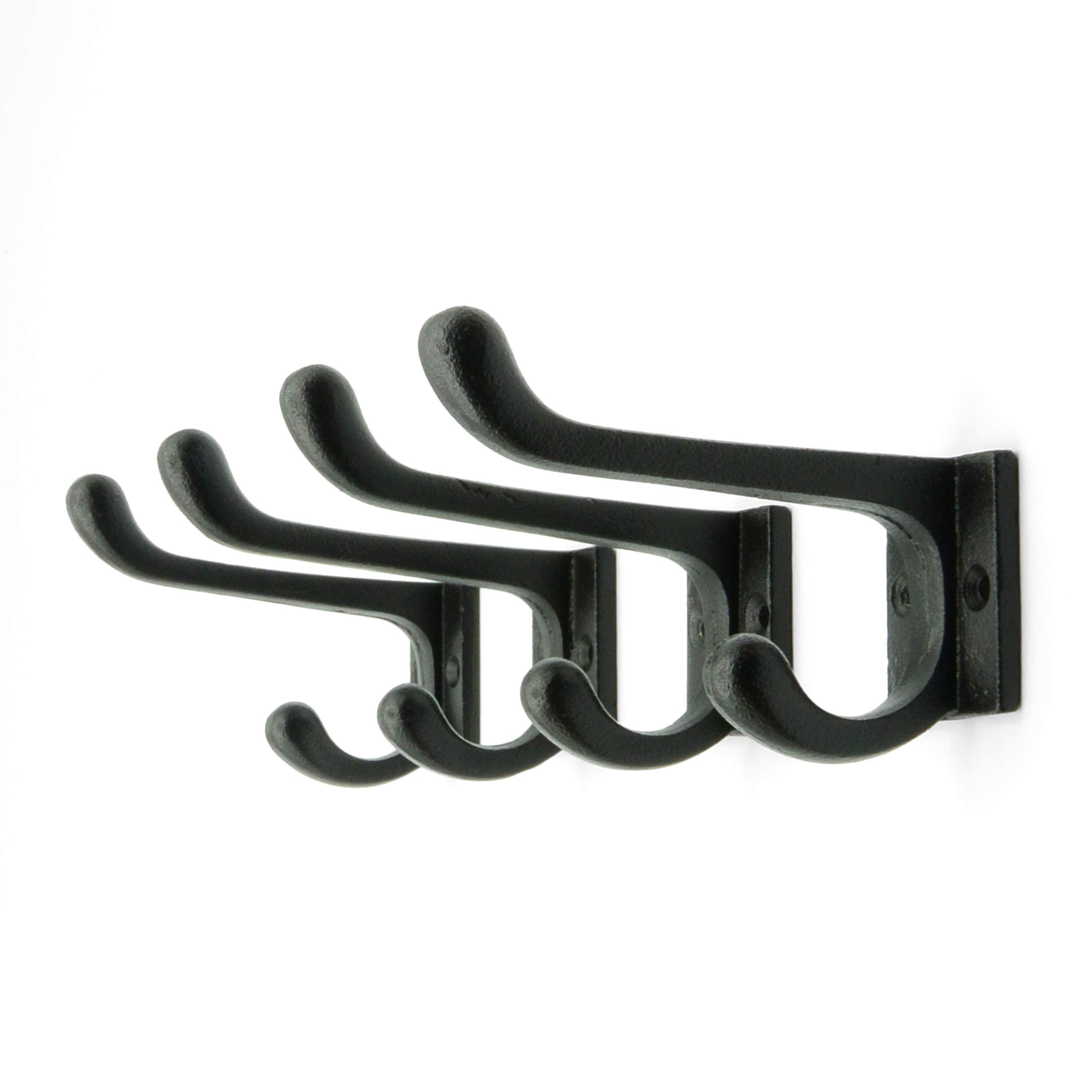 CRAFTSMAN ROAD Vintage Cast Iron Wall Hooks (Black, Set of 4) | Rustic Farmhouse Coat Hooks | Perfect for Coats, Bags, T