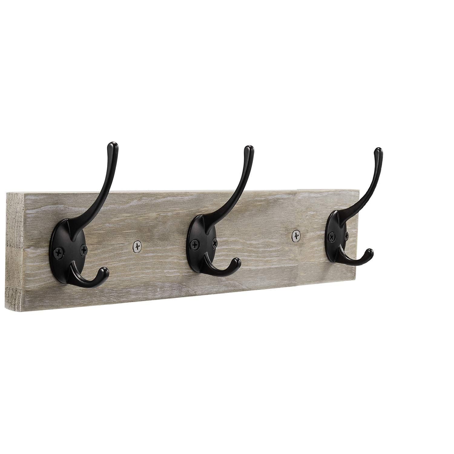 Vintage Rustic Wooden Wall Mounted Coat Rack with 3 Hooks for Entryway