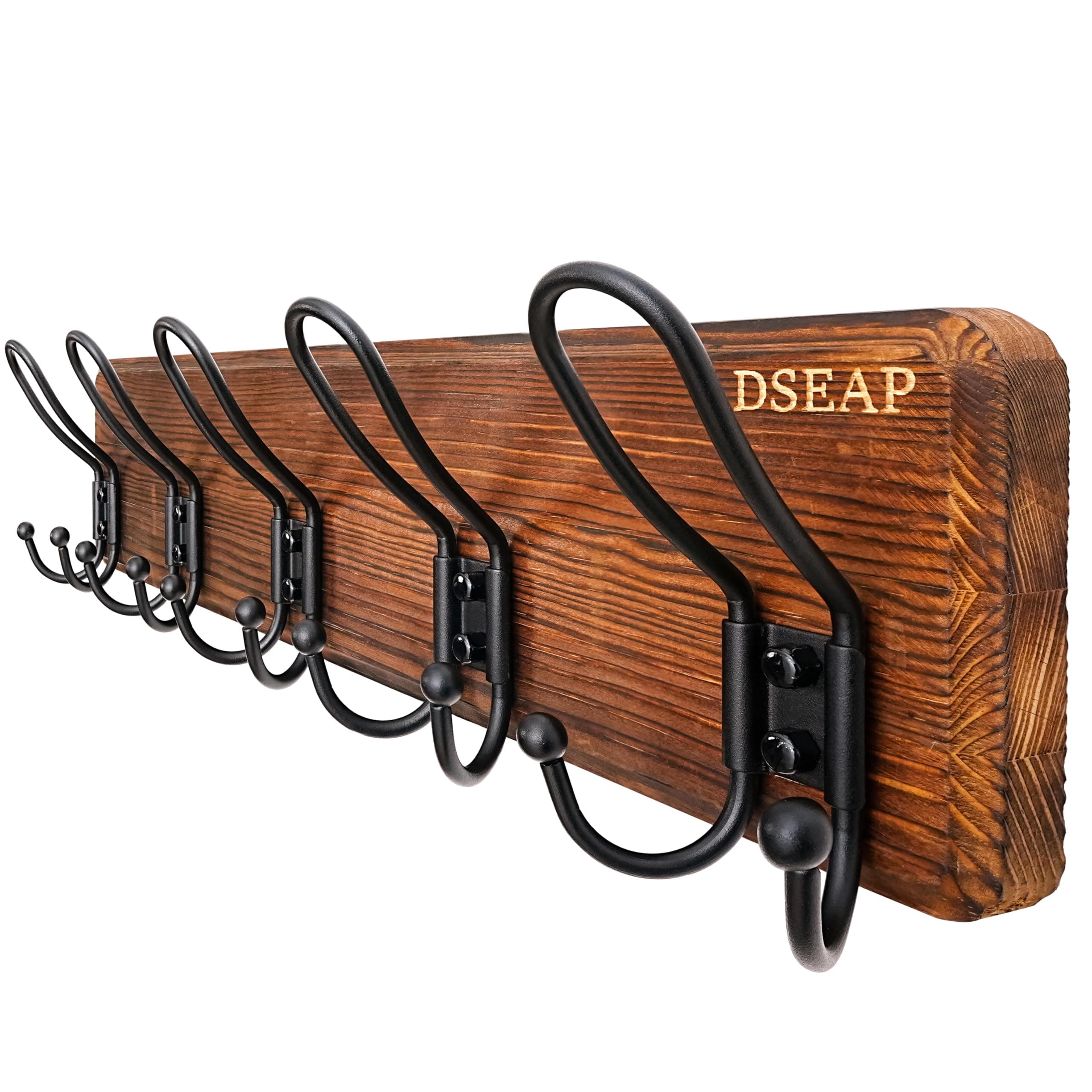 RusticWire J1-5A Wall Coat Rack, Heavy Duty 5 Hook Farmhouse Brown & Black