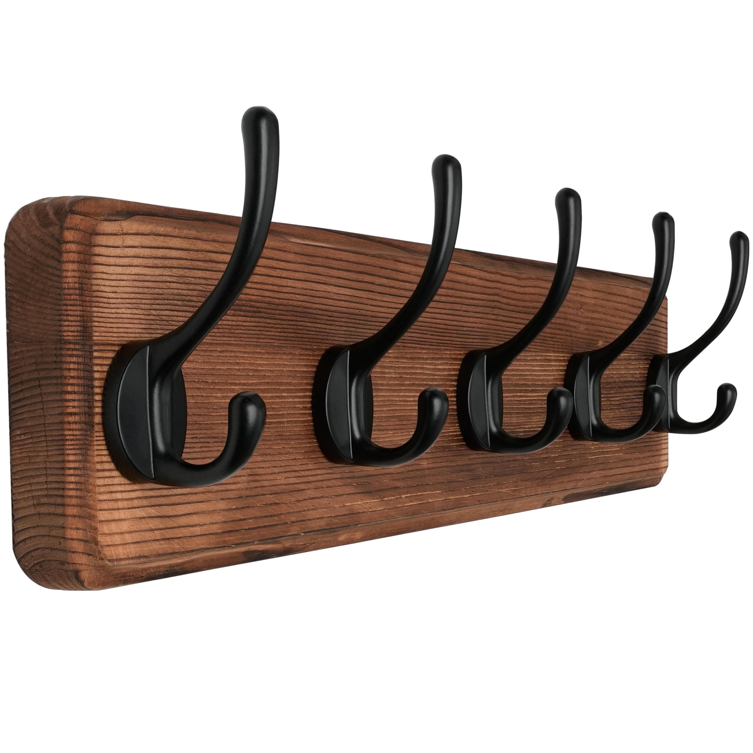 SKOLOO Rustic Pine Wall Mount Coat Rack - 5 Hooks