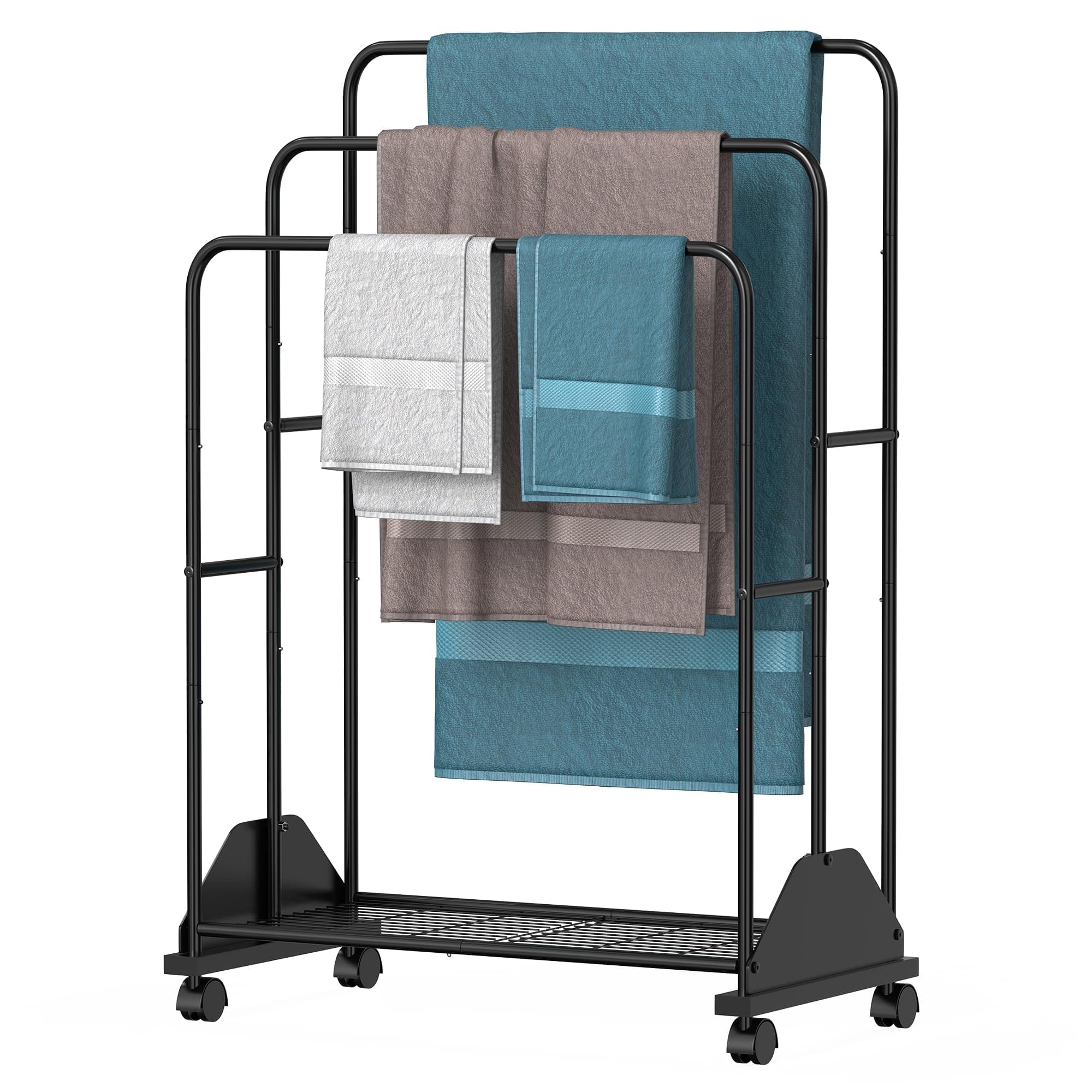 Black 3-Tier Freestanding Towel Rack for Bathroom and Bedroom