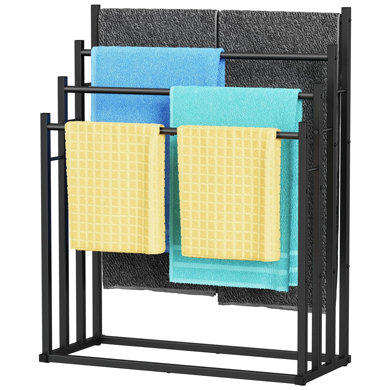 Honiter 4-Tier Wide Towel Rack, Black for Outdoor Pools