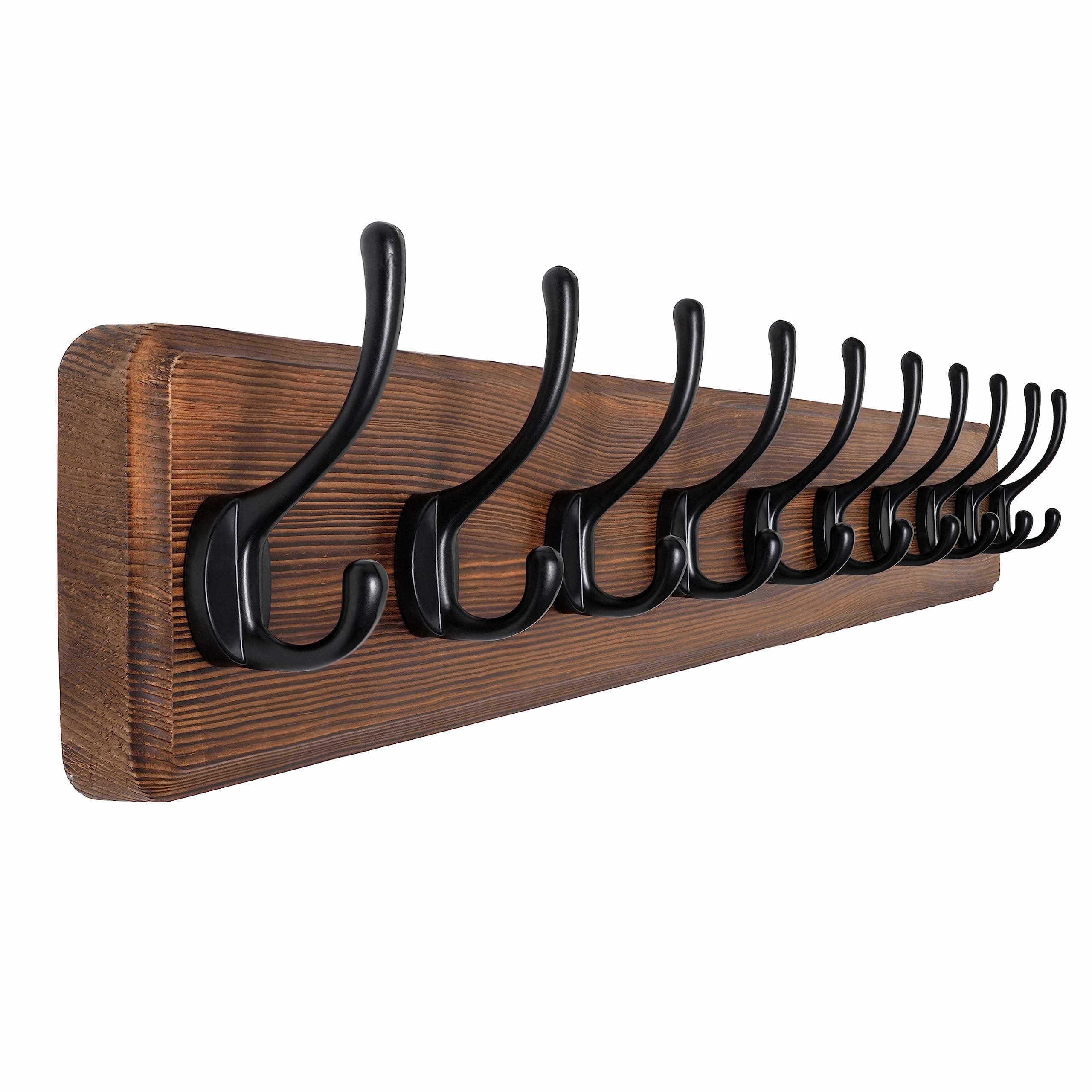 SKOLOO Farmhouse Wall Mount Coat Rack, 10 Hooks Pine Wood Hanger