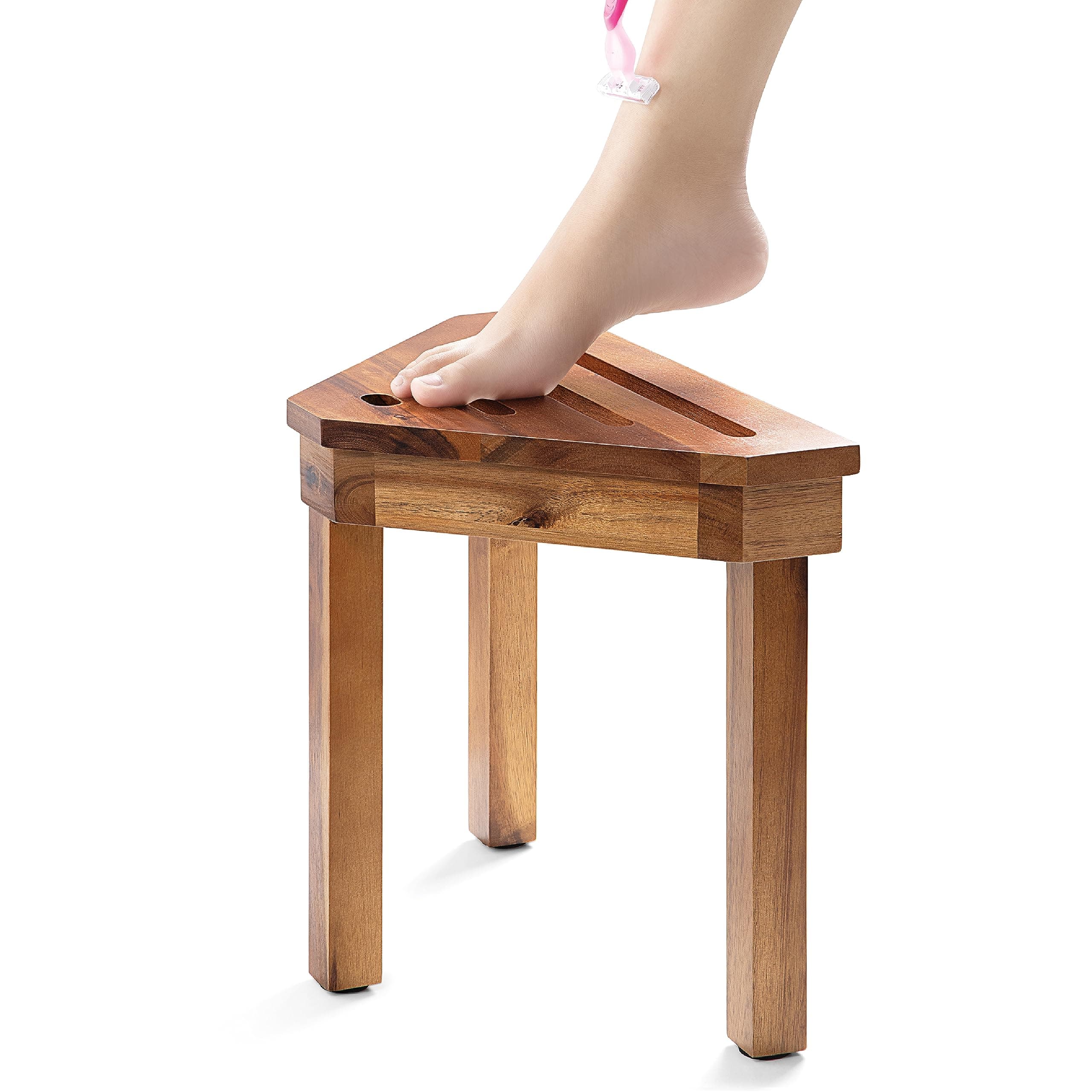 BLUEWEST Acacia Wood Shower Foot Stool for Inside Showers