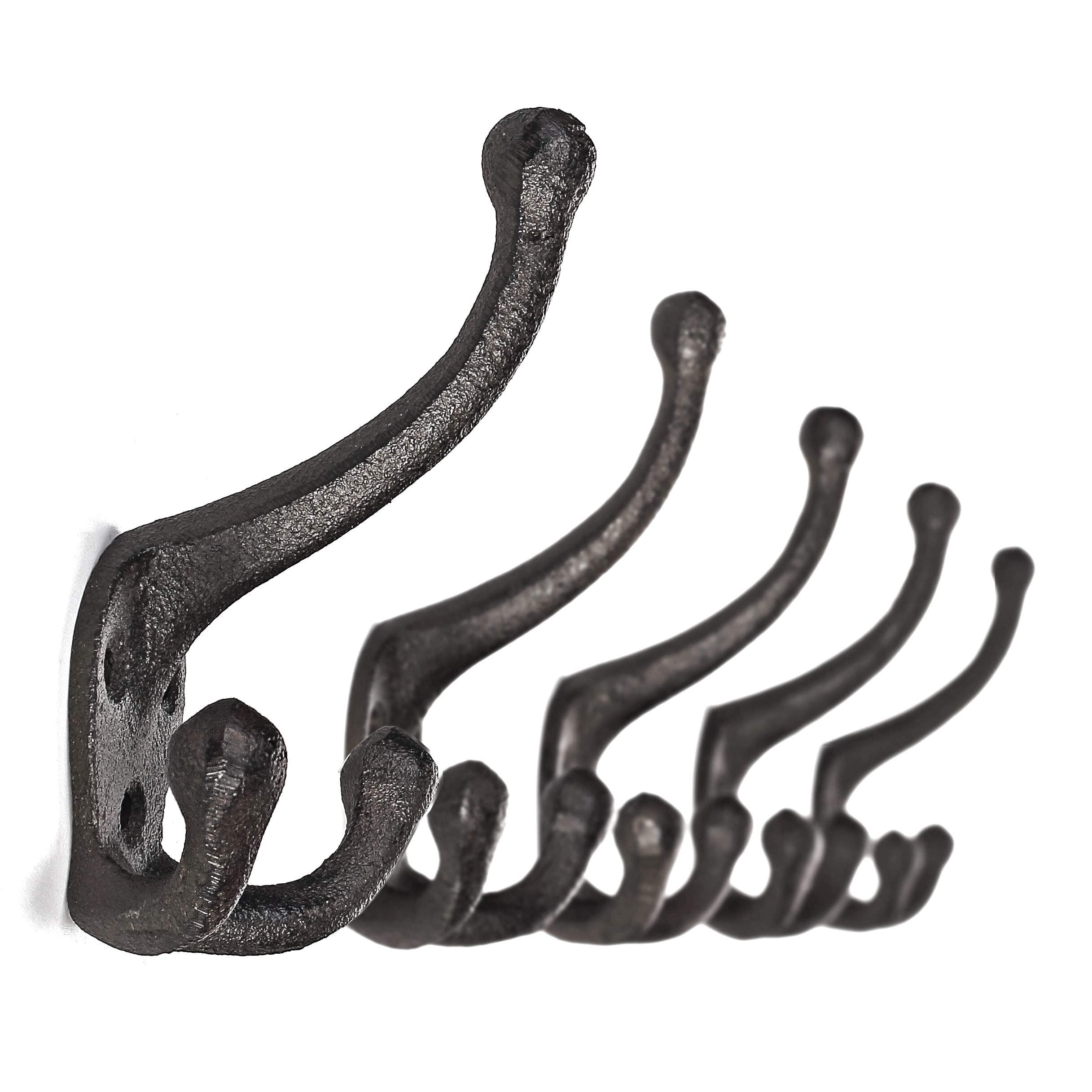 Ambipolar 5-Pack TriLeg Antique Black Wall Hooks for Mudroom, Hat Rack