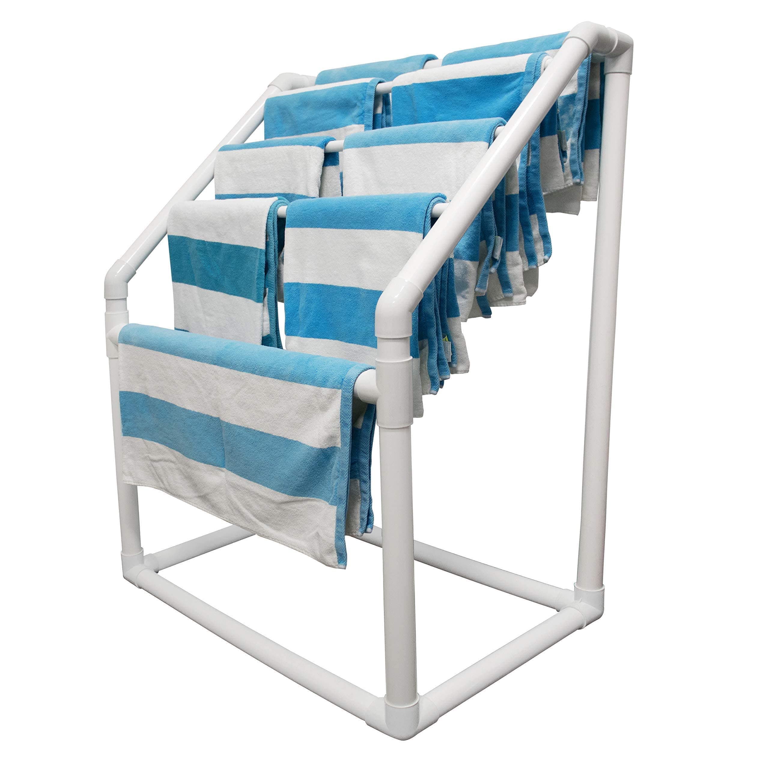 White Essence 5 Bar Pool Towel Rack | Free Standing Storage Organizer Style 674123