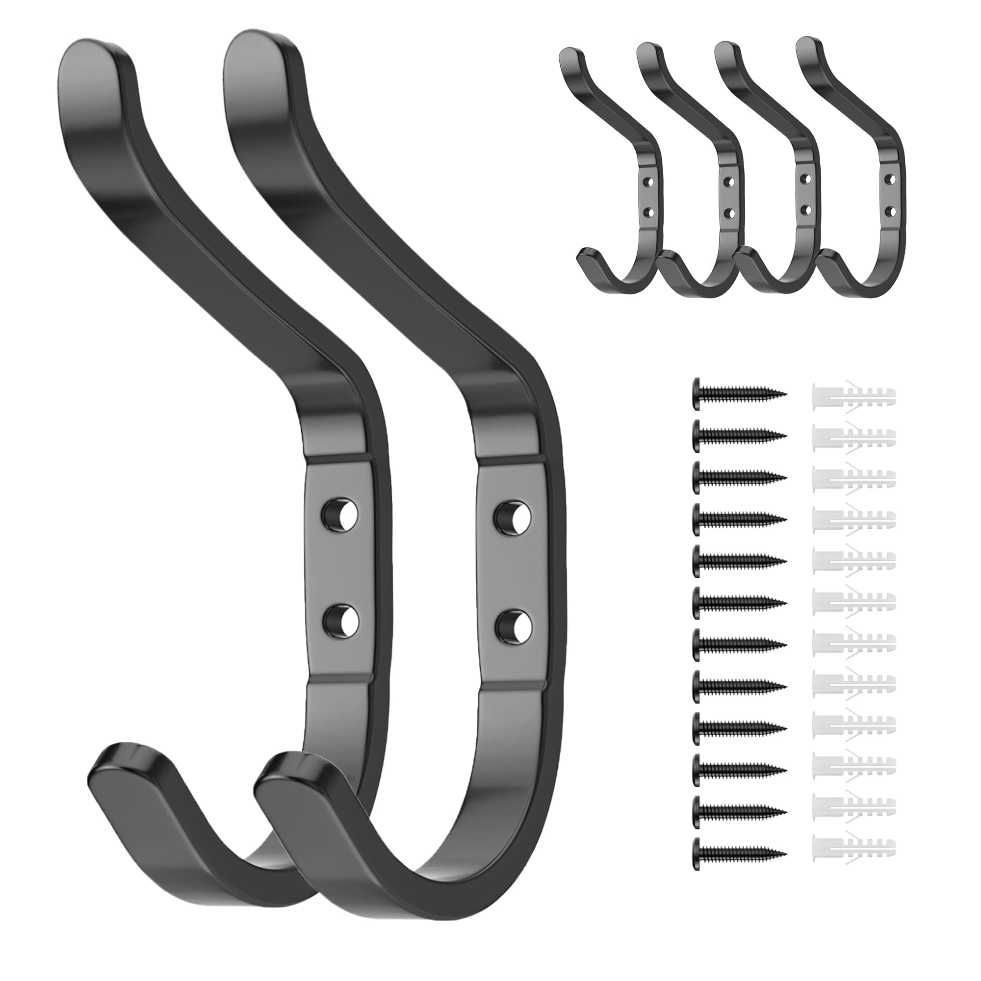 Black Metal 30 LB Wall Mount Hanger for Coats, Towels, Backpacks, and More