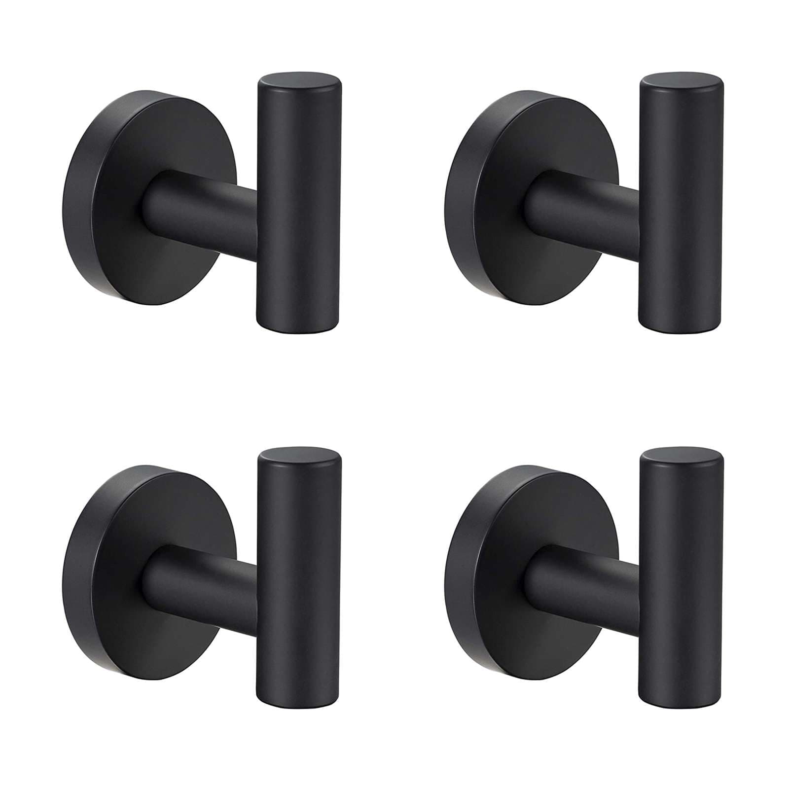Modket 4 Pack Matte Black 304 Stainless Steel Bathroom Towel Hooks Holder