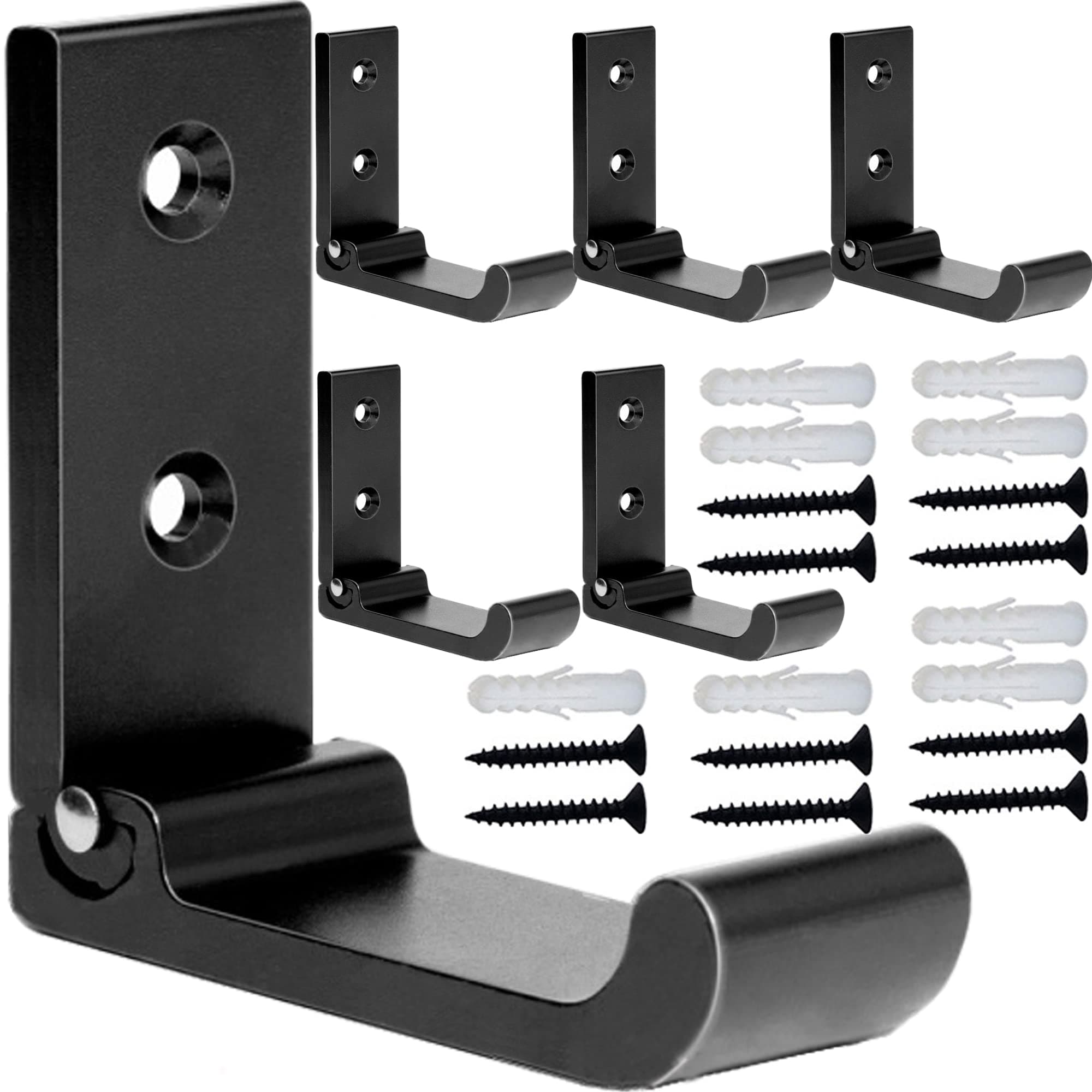 Matte Black 6PCS Aluminum Alloy Coat & Towel Hooks Heavy Duty Indoor Outdoor