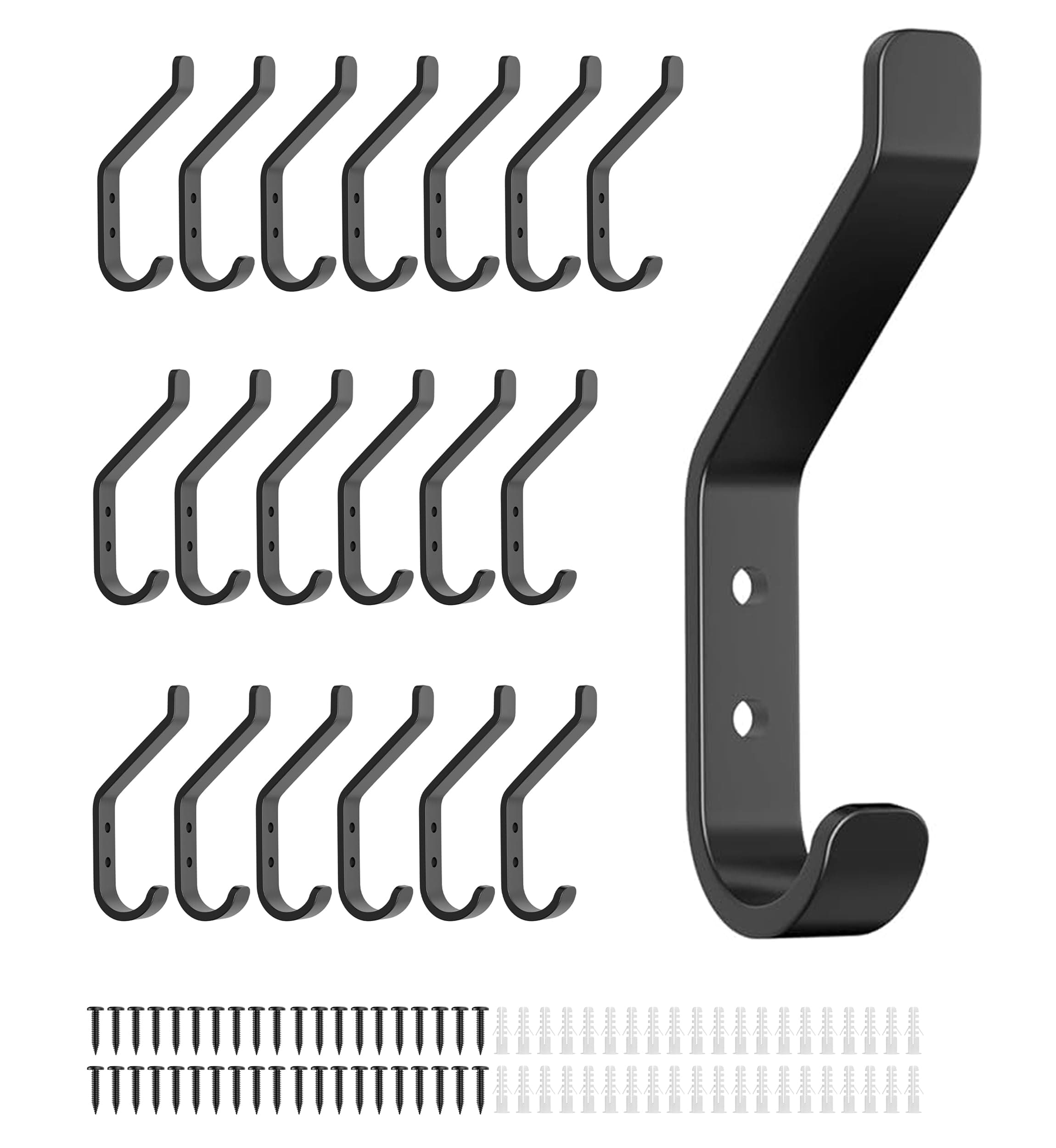 20-Pack Stainless Steel Hooks Wall Mount Coat & Cloak Hanger, Black
