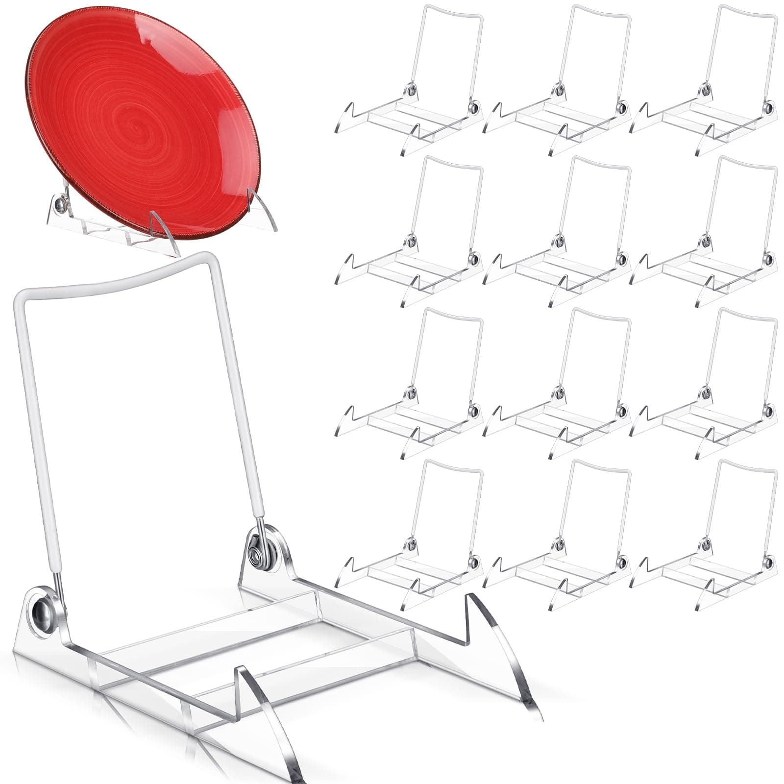 Clear Acrylic Plate Stand with Adjustable Wire Holder Stand 4.75" H