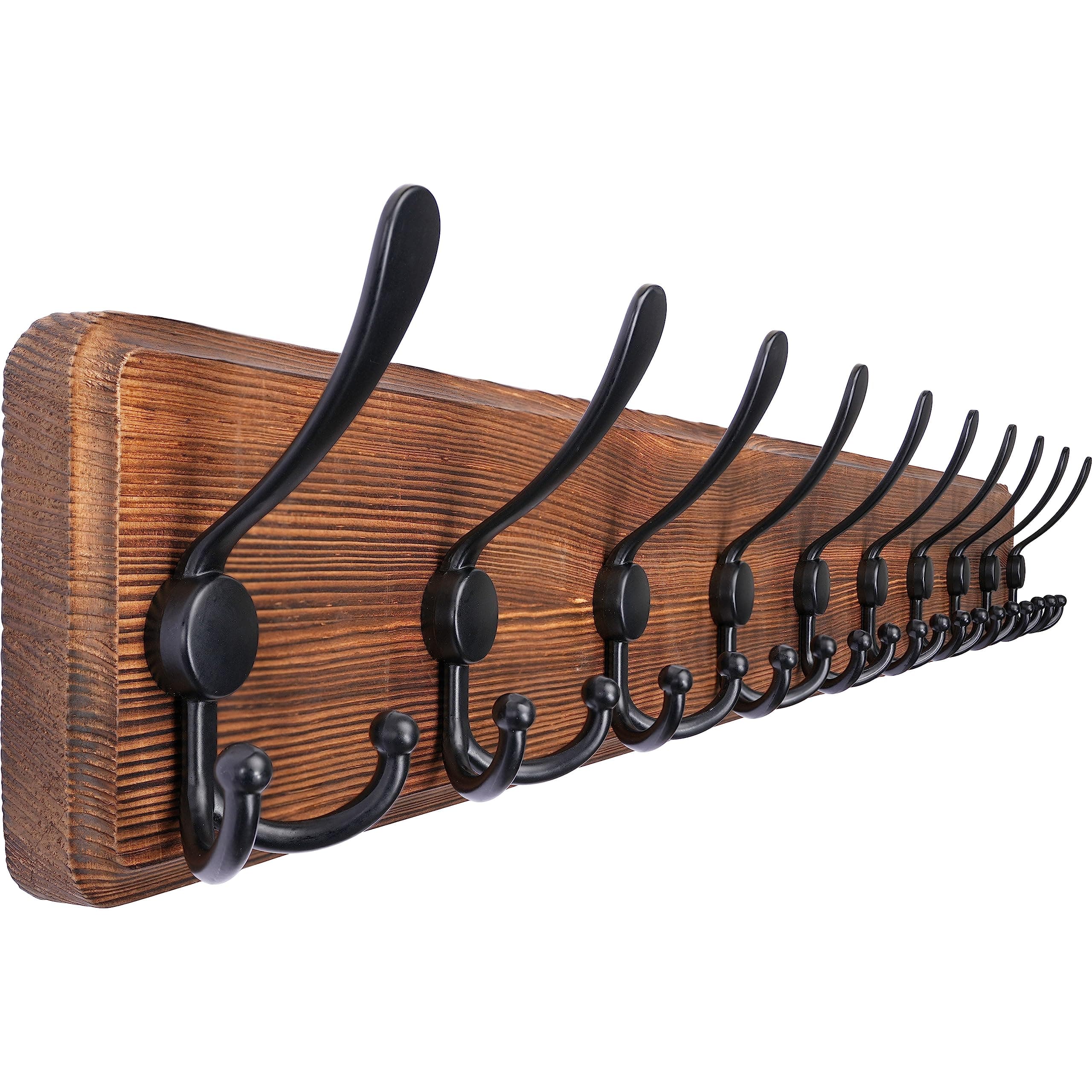 SKOLOO Rustic Wall Mount Coat Rack - 38.6 Wooden Hanger for Jackets and Coats